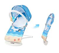 FUNLIO Siège bébé pour nourrissons 0-6 mois, balancelle de voyage pliable avec canopy et jouets sensoriels amovibles, inclinaison 3 positions, thème océan et plage, jusqu'à 15 kg, Certifié CPC