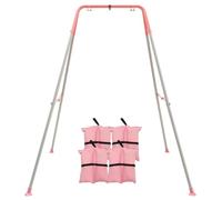 FUNLIO Support de Balançoire Pliable pour Enfants avec 4 Sacs de Sable, Cadre de Balançoire Robuste, Support de Balançoire en A, pour la Plupart des Balançoires/Sauteurs/Hamacs pour Tout-Petits - Rose