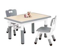 FUNLIO Table et Chaise Enfant Réglable en Hauteur, Table pour Enfant avec 2 Chaises - pour Les 3 à 8 Ans, Facile à Nettoyer, Approuvé CPC et CE (3 Pièces) - Gris