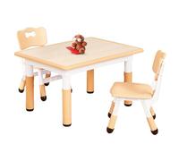 FUNLIO Table pour Enfant avec 2 Chaises, Table et Chaise Réglable en Hauteur pour Les 3 à 8 Ans pour la Maison, Dessin Facile à Nettoyer, Approuvé CPC et CE (3 Pièces)-Rectangle