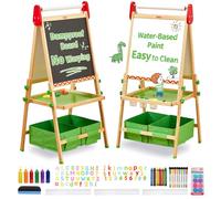 FUNLIO Tableau pour enfants 3-8 ans, panneau anti-guerre et cadre effaçable, 3 hauteurs réglables tableau blanc enfants avec béquille/magnétique, rouleau de papier - vert