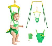 FUNLIO transat pour bébé avec support (6 à 24 mois), transat pour jeux d'intérieur et d'extérieur, avec chaîne réglable, facile à monter et à ranger (avec support) - Dinosaure vert