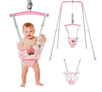 FUNLIO transat pour bébé avec support, de 6 à 24 mois, transat pour jouer à l'intérieur ou à l'extérieur, avec chaîne réglable, facile à monter et à ranger (avec support) - Papillon rose