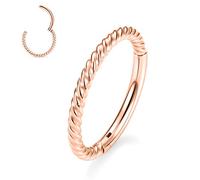 FUNLMO Anneau de nez à charnière en acier chirurgical 316L pour septum, tragus, hélix, conque, rook, daith, bijoux de piercing torsadés pour cartilage, Métal, Pas de gemme