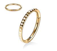 FUNLMO Anneau de nez à charnière en acier chirurgical 316L pour septum, tragus, hélix, rook, conque, daith, bijoux de cartilage, boucles d'oreilles en forme de pyramide, Métal, Pas de gemme