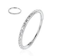 FUNLMO Anneau de nez à charnière en acier chirurgical 316L pour septum, tragus, hélix, rook, conque, daith, cartilage, Métal, Pas de gemme
