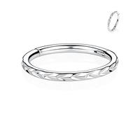 FUNLMO Anneau de nez à charnière en acier chirurgical 316L pour septum, tragus, hélix, rook, conque, daith, cartilage, Métal, Pas de gemme