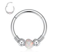 FUNLMO Anneau de nez en acier chirurgical 316L avec opale, tragus, hélix, conque, rook, daith, bijoux de septum, boucles d'oreilles cartilage, Acier inoxydable, Autre