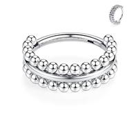 FUNLMO Anneau de nez en acier chirurgical 316L pour septum, conque, cartilage, daith, hélix, tragus, rook, lobe d'oreille, triple ou double, anneau de lèvre, 20 g, 18 g, 16 g, Métal, Pas de gemme