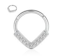FUNLMO Anneau de septum à charnière en acier chirurgical 316L 16 g pour septum daith tragus helix rook cartilage bijoux, Métal, Autre