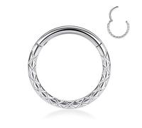 FUNLMO Anneau de septum, daith, rook, hélix, conque, tragus, bijoux de piercing en acier chirurgical 316L, anneau de nez, cartilage, boucle d'oreille 20 g, 18 g, 16 g, 14 g, Métal, Pas de gemme