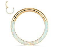 FUNLMO Anneau de septum, daith, rook, hélix, conque, tragus, bijoux de piercing en acier chirurgical 316L, anneau de nez, cartilage, boucle d'oreille 20 g, 18 g, 16 g, 14 g, Opale, acier, Autre