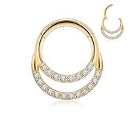 FUNLMO Anneau de septum en acier chirurgical 316L - Double anneau de nez - Daith Tragus Helix Rook Conque - Bijoux de cartilage, Métal, Zircon cubique