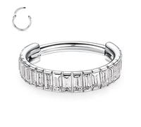 FUNLMO Anneau segmenté à charnière en acier chirurgical 316L pour conque, hélix, septum, bijoux de nez, boucles d'oreilles créoles petites boucles d'oreilles créoles, Argent, Zircon cubique