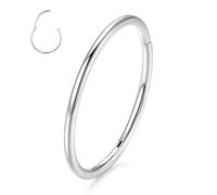 FUNLMO Anneaux de nez à charnière en acier chirurgical 316L pour nez, septum, cartilage, hélix, tragus, conque, rook, daith, lobe, lèvre, 1 pièce, Pas de gemme