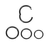 FUNLMO Lot de 3 anneaux segmentés de charnière en titane pour nez, septum, conque, daith, hélix, tragus, rook, cartilage, demi-fermeture, crochet sécurisé 18 g, 16 g, 6 mm à 12 mm, Pas de gemme