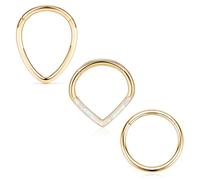 FUNLMO Lot de 4 anneaux de nez en acier chirurgical 316L pour septum, rook, tragus, hélix, conque, bijoux de cartilage pour homme et femme, Pas de gemme