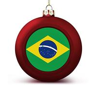 Funlucy Boule de Noël du Brésil - Drapeau des Nations du Brésil - Ornements à suspendre - Souvenir - Cadeau souvenir pour sapin de Noël - Décoration de vacances saisonnière