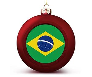 Funlucy Boule de Noël du Brésil - Drapeau des Nations du Brésil - Ornements à suspendre - Souvenir - Cadeau souvenir pour sapin de Noël - Décoration de vacances saisonnière