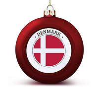 Funlucy Boule de Noël du Danemark - Drapeau du Danemark des Nations sceaux du Danemark Ornements à suspendre Souvenir Cadeau pour sapin de Noël Décoration saisonnière de vacances