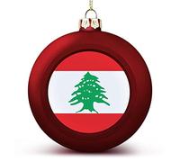 Funlucy Boule de Noël du Liban - Drapeau des Nations du Liban Ornements à suspendre Souvenir Cadeau pour sapin de Noël Décoration saisonnière de vacances
