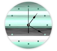 Funlucy Horloge murale décorative silencieuse sans tic-tac, gris, pastel, vert menthe, noir, aquarelle, horloges rondes en bois pour chambre à coucher, salon, maison, bureau, école, décoration murale,