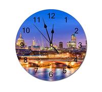 Funlucy Horloge murale ronde moderne avec lumières d'eau de Londres, abstraite, silencieuse, sans tic-tac, pour cuisine, bureau, horloge rétro suspendue, 25,4 cm