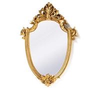Funly mee Miroir mural décoratif antique en forme de bouclier doré 30 × 23 cm (petit)