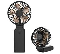 Funme Ventilateur USB à Main Power Bank 9000 Rechargeable Batterie Portable Pliable Ventilateur 9-53 Heures D'utilisation Puissant 4 Vitesses Ventilateurs de Table pour Voyage, Extérieur, Voyage-Noir
