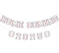 Funmemoir Décorations de baseball 2025 - Bannière « Homecoming 2025 », « Welcome Back to School First Day of School » - Décorations de fête de danse pour lycée universitaire
