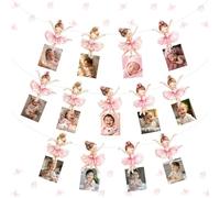 Funmemoir Décorations de fête d'anniversaire ballerine pour 1er anniversaire - Bannière photo mensuelle de nouveau-né à 12 mois, danseuse de ballet pour premier anniversaire