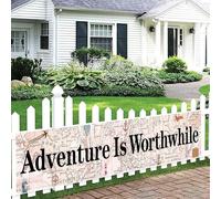 Funmemoir Décorations de fête de voyage vintage - Bannière de cour « Adventure Is Worthwhile », « Bon Voyage Let the Adventure Begin » sur le thème du voyage, fête prénatale, anniversaire, départ à la