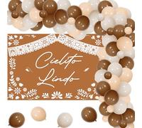 Funmemoir Décorations de fête prénatale mexicaine - Toile de fond Cielito Lindo et guirlande de ballons, Talavera Papel Picado Cinco De Mayo en terre cuite Fournitures de fête pour fête prénatale