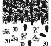 Funmemoir Décorations gothiques de 30e anniversaire pour femme - 200 confettis de table double face déchirés des années 20, accessoires de fête à thème « Death to My Twenties » - Noir