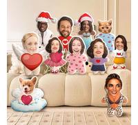 Funmii Coussin Photo Personnalisé avec Visage et Corps Oreiller Personnalisable Double Face Impression 3D Oreiller Chien Chat Jouet Douce Maison Canapé Voiture Décor Cadeaux de Noël Anniversaire