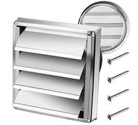 Funmit Grille d'aération extérieure à persiennes en métal de 15,2 cm avec écran à maille fine, couvercle d'évacuation extérieur en acier inoxydable de 15,2 cm avec 4 vis pour une installation facile