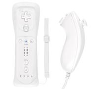 Funmo 2en1 Manette de Wii avec Manette Nunchuck,télécommande de jeu de compatible avec Nintendo Wii/Wii U,Manette Wii,avec étui en silicone gratuit et dragonne (Blanc)