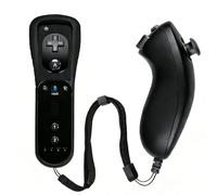 Funmo 2en1 Manette de Wii avec Manette Nunchuck,télécommande de jeu de compatible avec Nintendo Wii/Wii U,Manette Wii,avec étui en silicone gratuit et dragonne (Noir)