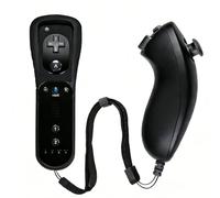 Funmo 2en1 Manette de Wii avec Manette Nunchuck,télécommande de jeu de compatible avec Wii/Wii U,ManetteWii,avec étui en silicone gratuit et dragonne (A)