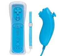 Funmo 2en1 Manette de Wii avec Manette Nunchuck,télécommande de jeu de compatible avec Wii/Wii U,ManetteWii,avec étui en silicone gratuit et dragonne (B)