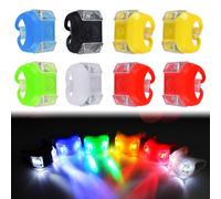 Funmo 8 pcs lumière poussette, Led lumière poussette silicone, lumière poussette, lumière led étanche avec boîtier silicone, 3 fonctions lumineuses pour poussette, plein air, coureur, jogger