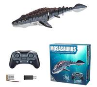 Funmo Bateau Télécommandé Mosasaure 2,4 GHz, Jouet Aquatique Électrique Dinosaure avec Lumière LED et Recharge USB, Cadeau pour Garçons et Filles à Partir de 8 Ans (B)