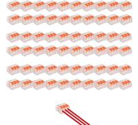 Funmo Connecteur électrique, 60 Pièces Rapide Connecteur de Fil de Câble avec 60 pcs 3 Entrées pour Fils Solides, Toronnés et Flexibles (transparent/orange)