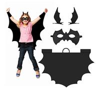 Funmo Costume de chauve souris-Cape de Chauve Souris d'halloween+masque noir +2 Pinces à Cheveux - Cape de bat à déguiser pour déguisement de chauve-souris - Vampire pour Halloween, carnaval (120CM)