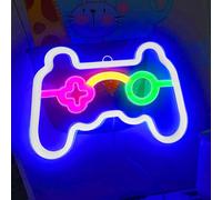 Funmo Gamer LED néon - Panneau lumineux de jeu - Panneau néon de jeu - Manette de jeu - Écriture lumineuse pour mur - Salle de jeux - Chambre d'adolescent - Bar - Cadeau de fête