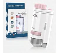 Funmo Microscope Portatif pour Enfants 200x - Microscope De Poche avec Éclairage LED - Jouet Expérimental et Cadeau Éducatif pour Enfants et Adultes (D)