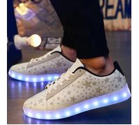 FUNMOON Baskets Hommes Blanc 7 Couleur Unisexe Usb Charge Led Lumière Lumineux Clignotants Chaussures De Sports 41