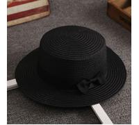 FUNMOON Chapeau Femme Chapeau De Soleil Été De Plage Dames Mode Plat Nœud Papillon Panama De Soleil De Paille -789022