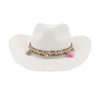 FUNMOON Chapeau Femme Chapeau Paille Soleil Panama Blanc De Plage Été Sombrero Fedora Décontracté Dames -366061