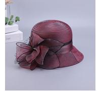 FUNMOON Chapeau Femme Chapeau Pare-Soleil En Dentelle De Plage Anti-UV Avec Perles Et Fleurs Large Et Pliable Collection -758051